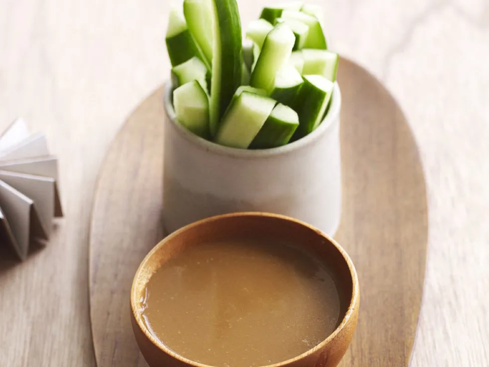 Miso garlic dip with cucumber