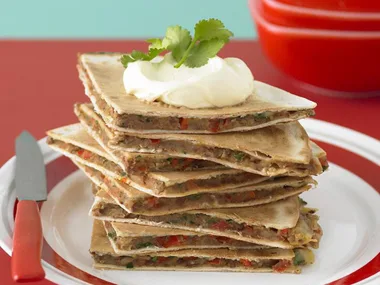 bean and coriander quesadillas