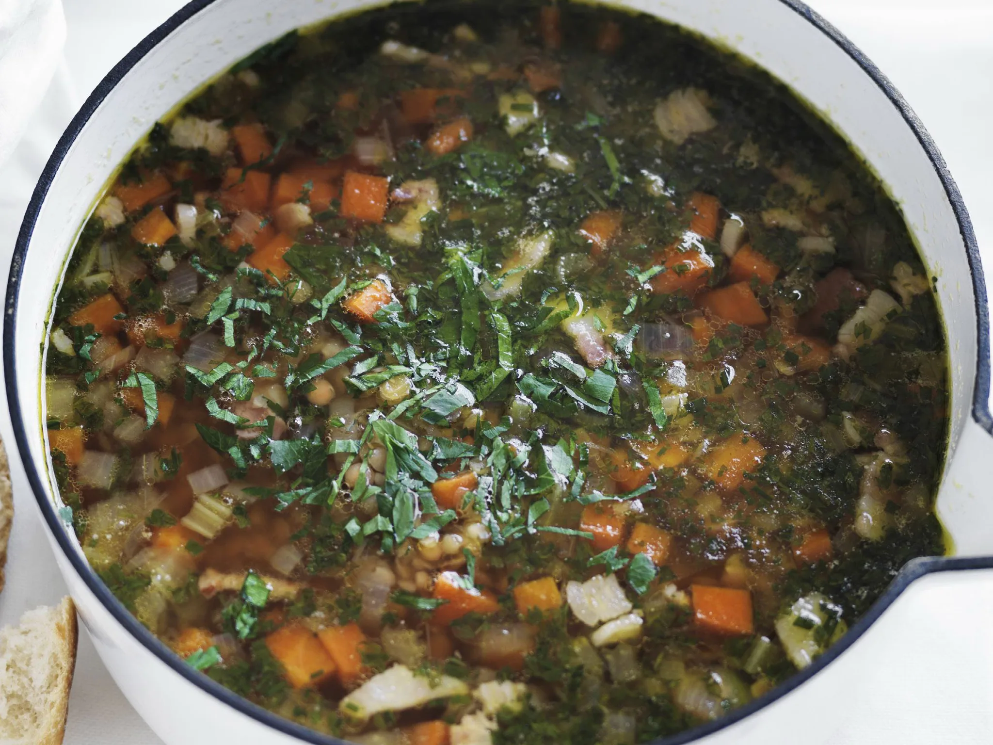 bacon, vegetable and lentil soup