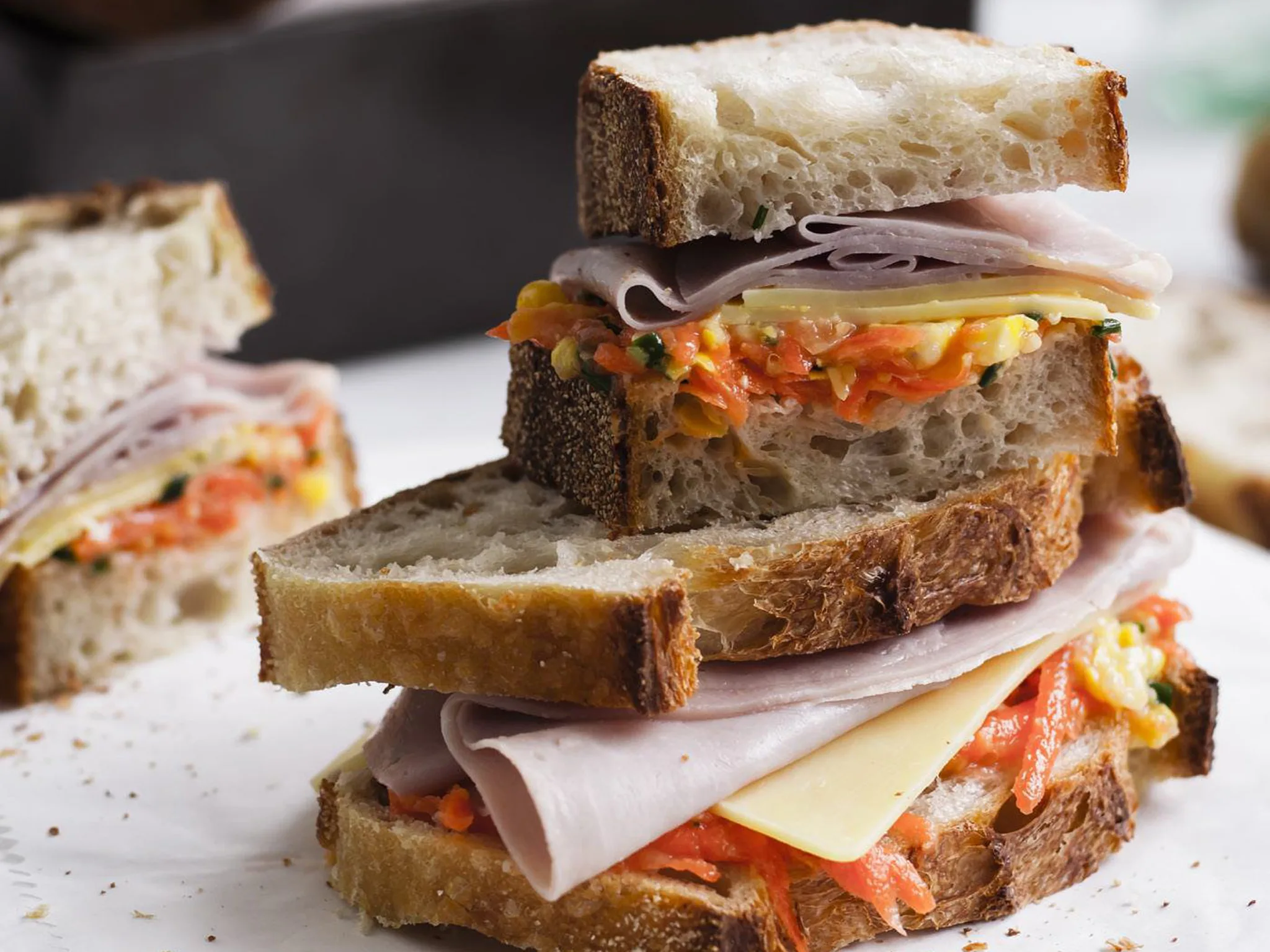 HAM, CORN AND CHEESE SANDWICHES