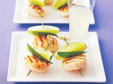 Scallop and lime mini kebabs