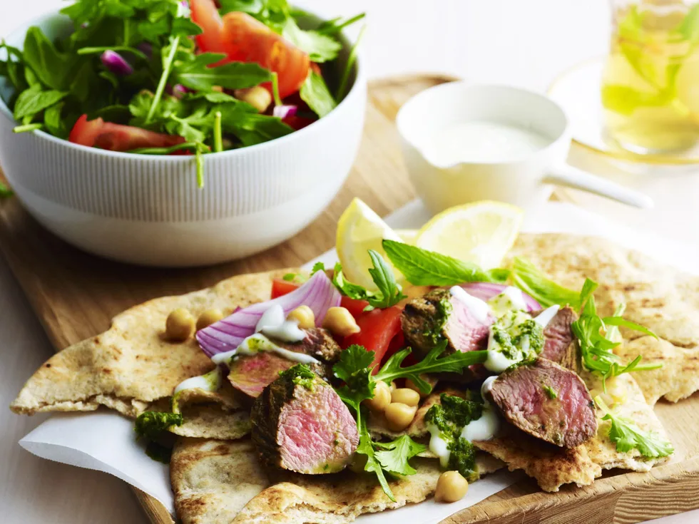 chermoulla lamb with chickpea salad