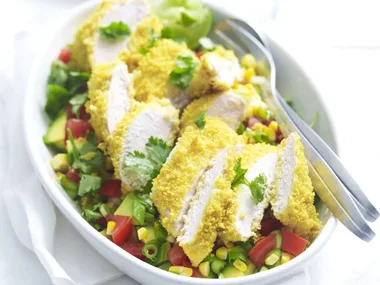 spicy couscous chicken with fresh corn salsa