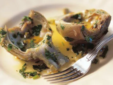 ARTICHOKES WITH LEMON CAPER DRESSING