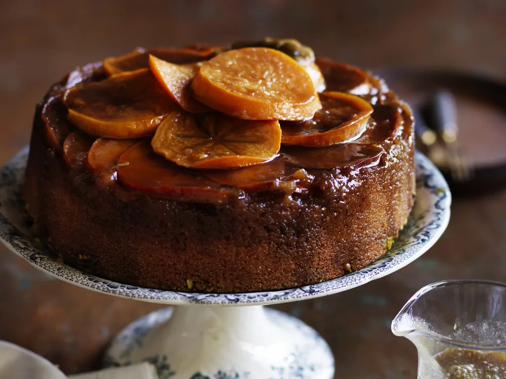 persimmon maple upside-down cake