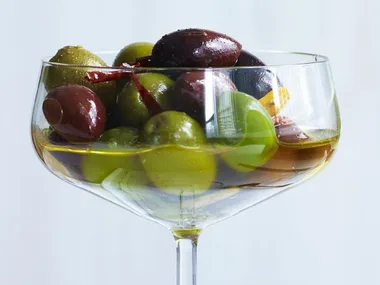 warm herb and citrus marinated olives