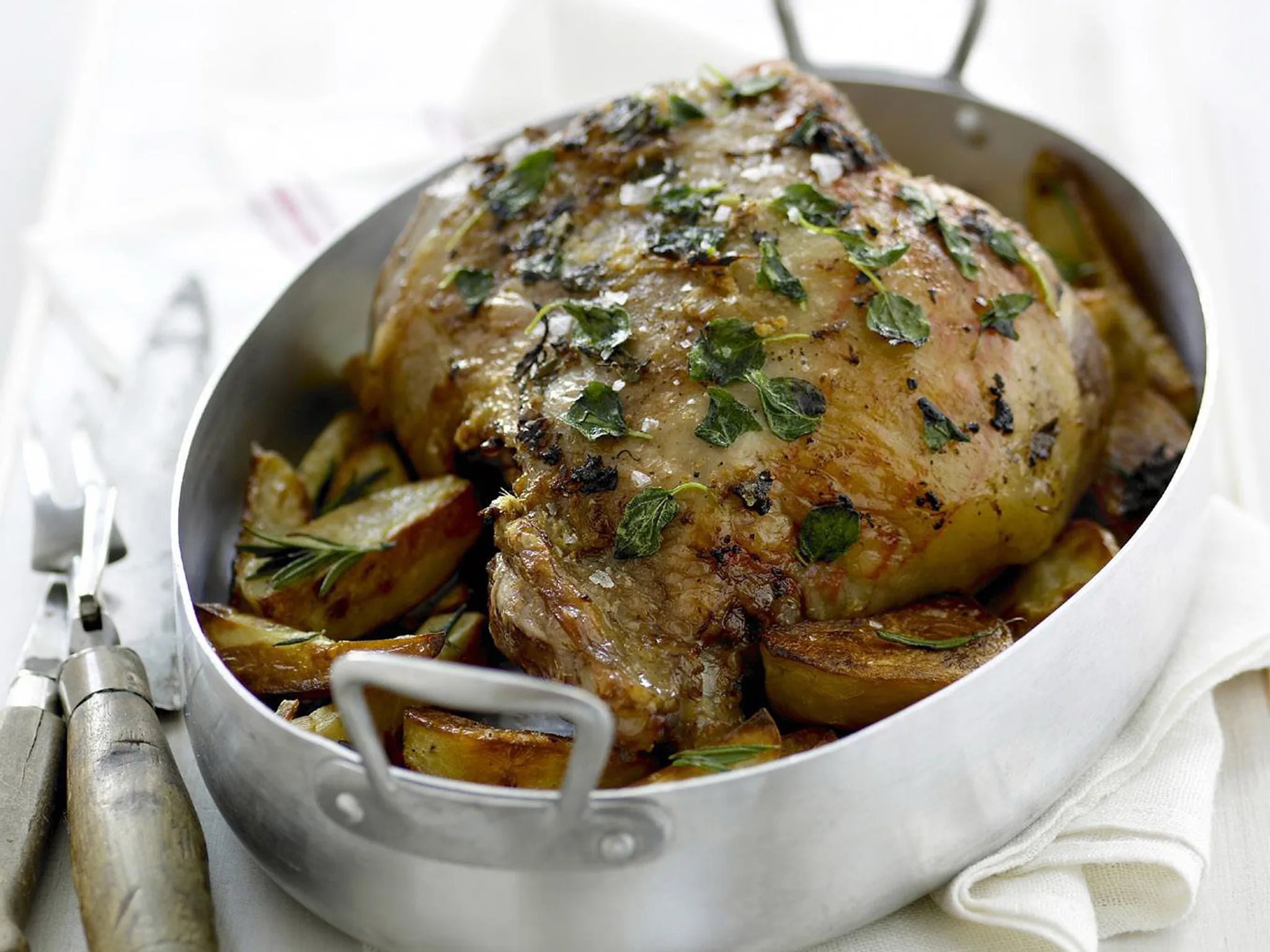 Spring roast lamb with mint sauce