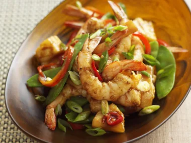 tamarind honey prawns with pineapple
