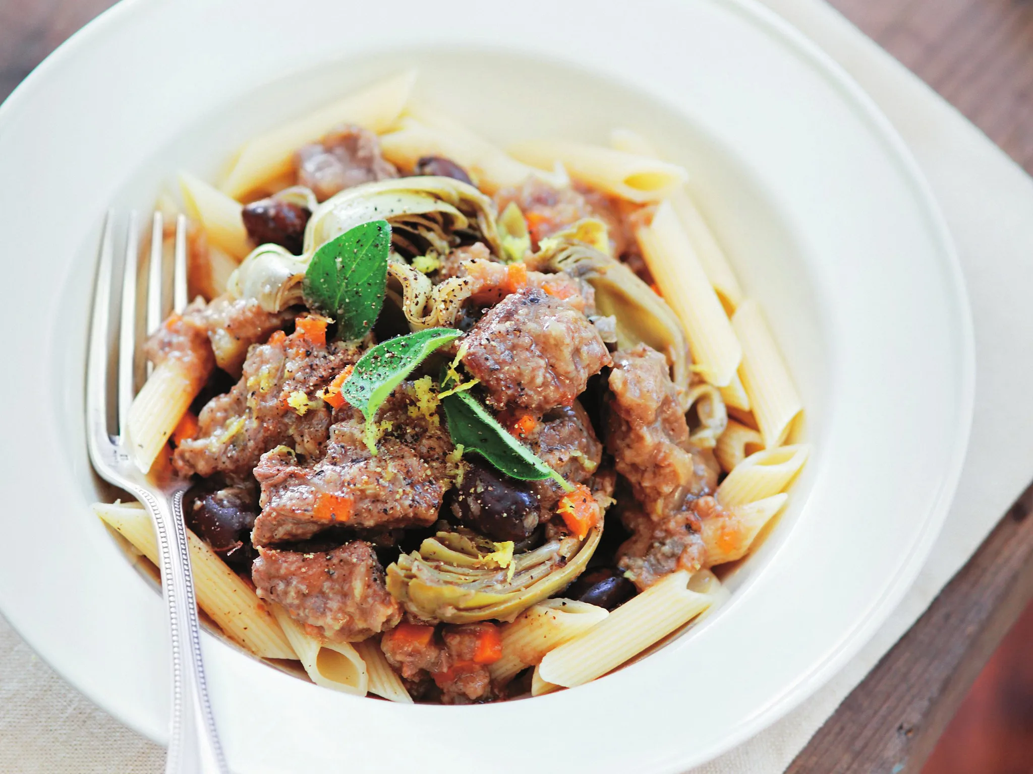 veal with artichokes, olives and lemon