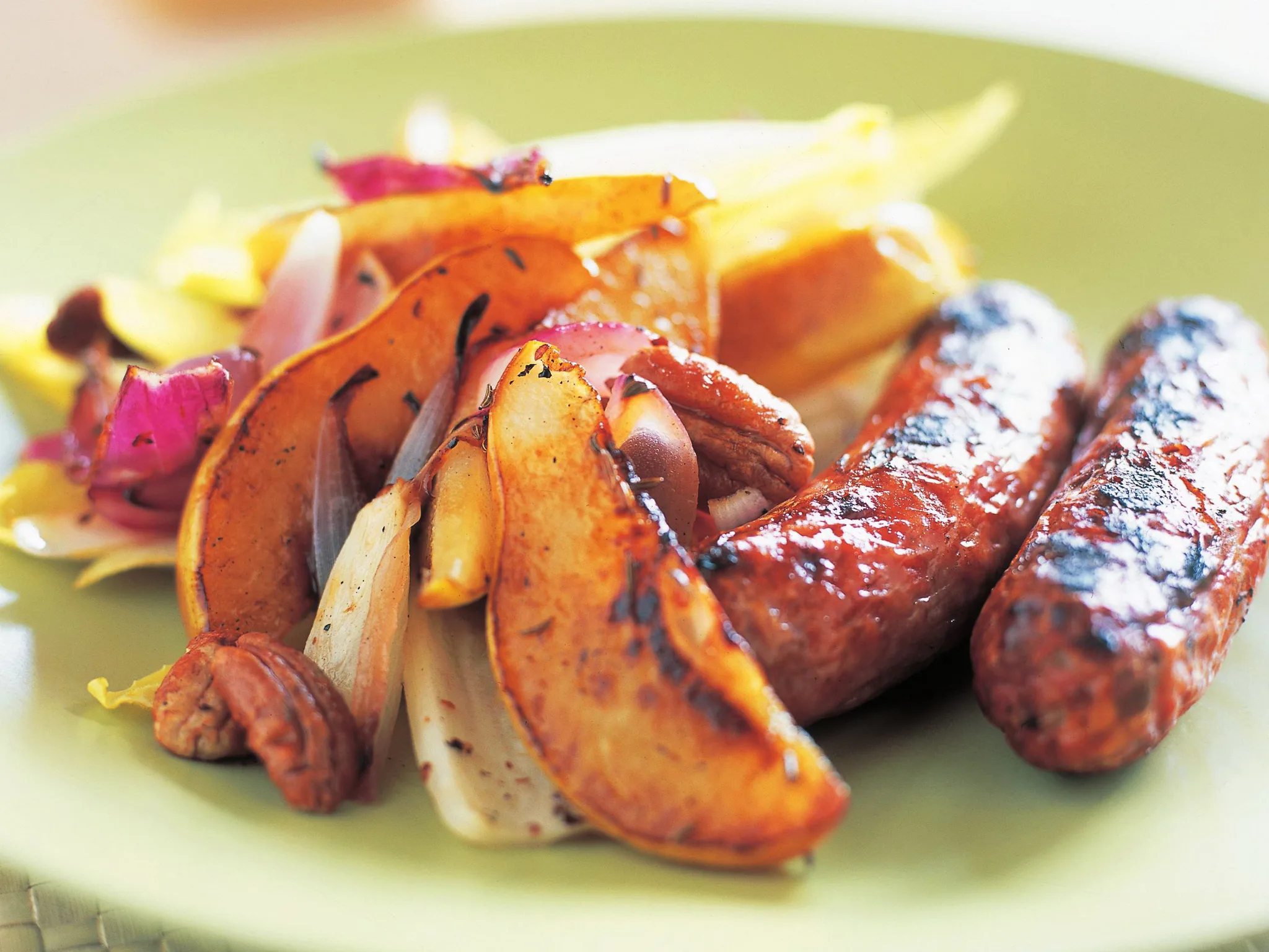 SAUSAGES WITH PEAR AND WITLOF SALAD