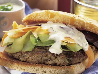 kibbeh burgers with minted crème fraîche