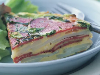 salami, potato and basil