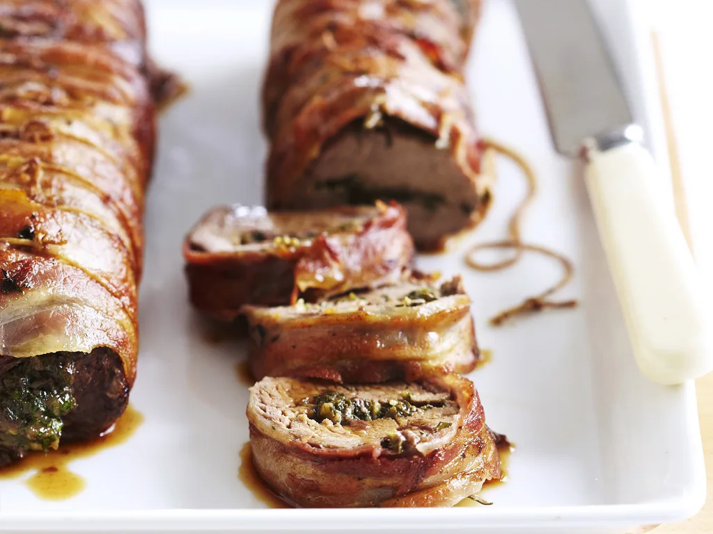 barbecued veal fillet with    salsa verde stuffing