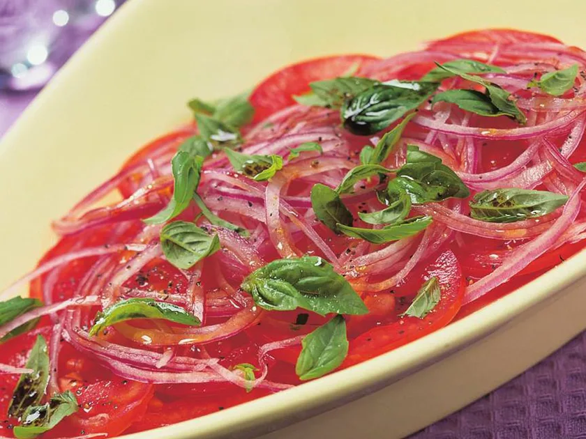 Tomato, basil and red onion salad | Women's Weekly Food