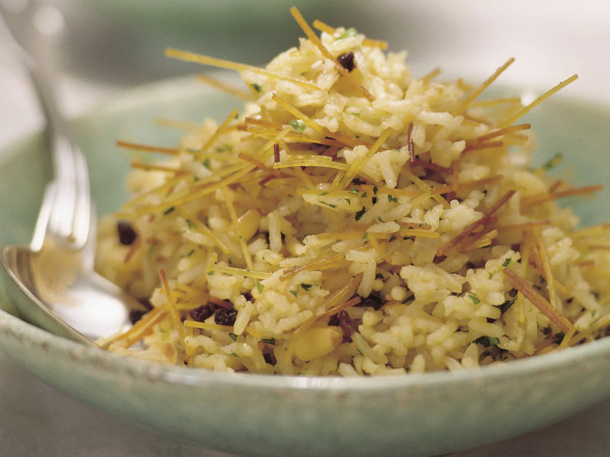 pilaf with pine nuts, currants and vermicelli