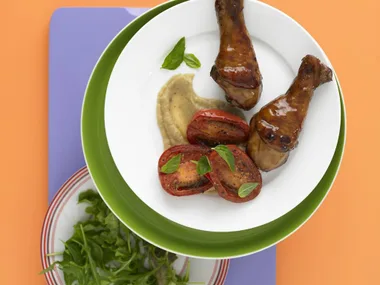 chicken with eggplant puree