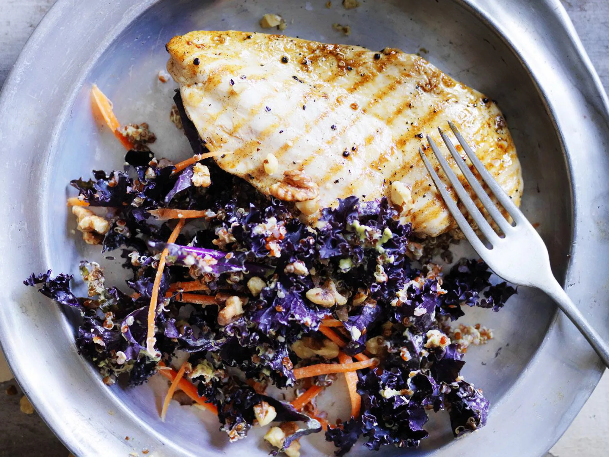 kale salad with creamy zucchini dressing