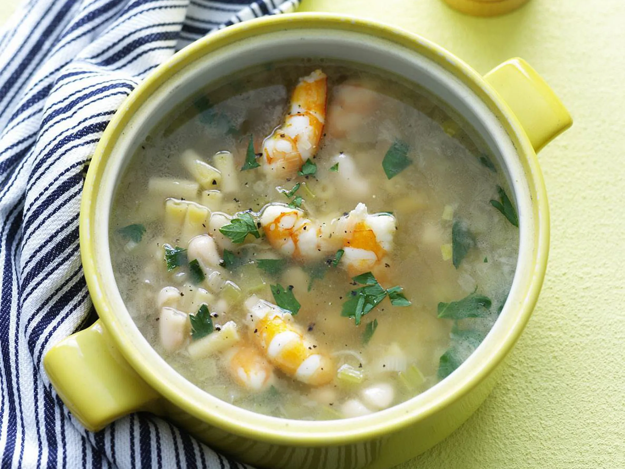 prawn and white bean soup