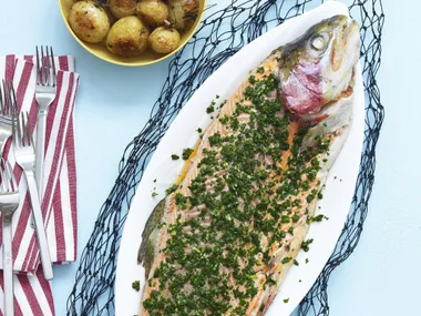 whole baked fish with gremolata