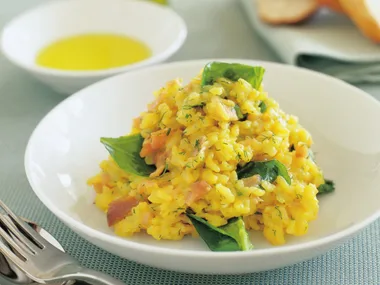 buttery wine risotto with smoked salmon
