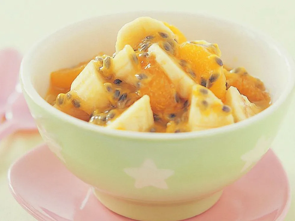 banana, passionfruit and mandarin sauce