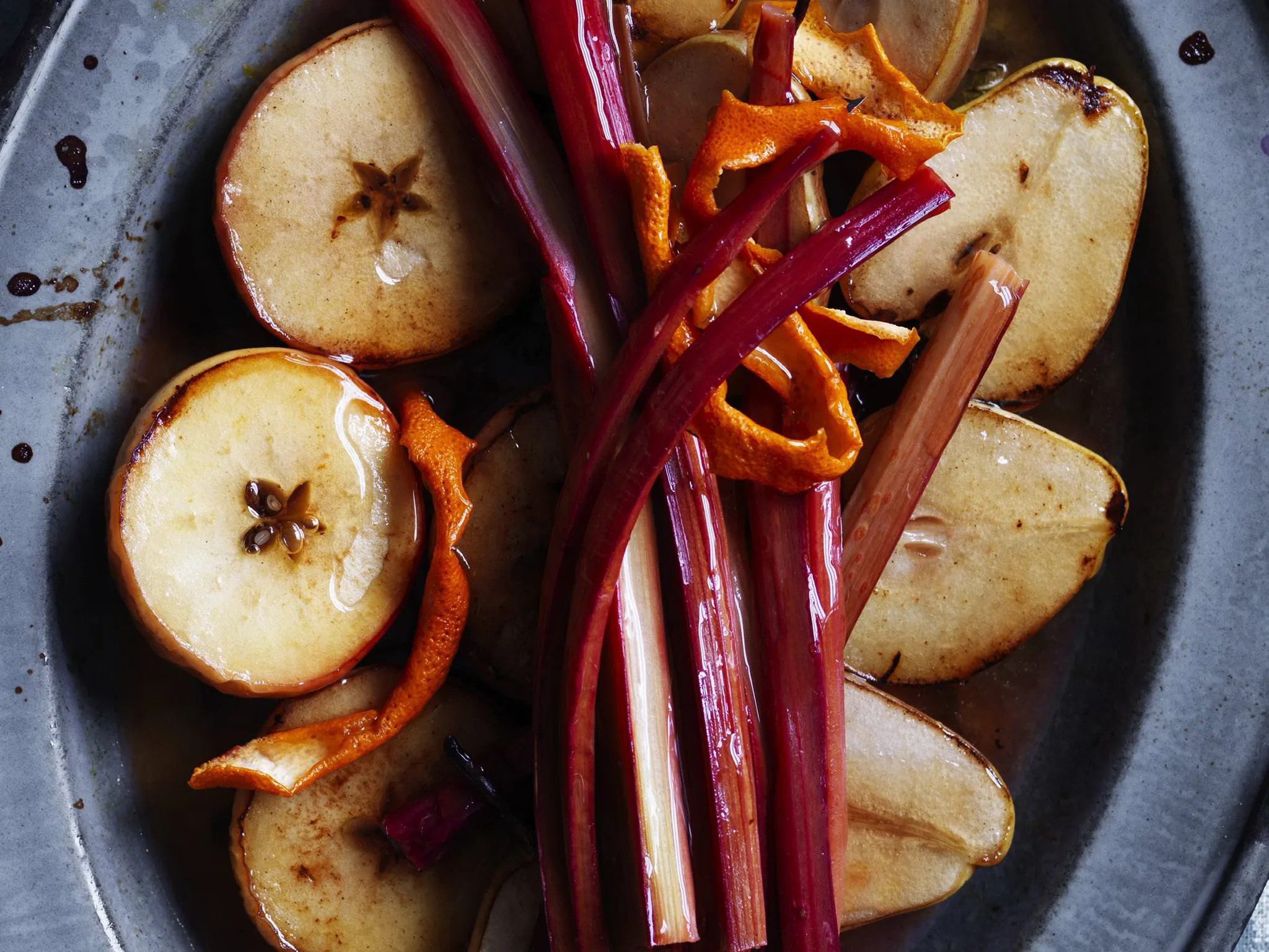 maple baked winter fruits