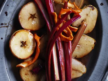 maple baked winter fruits