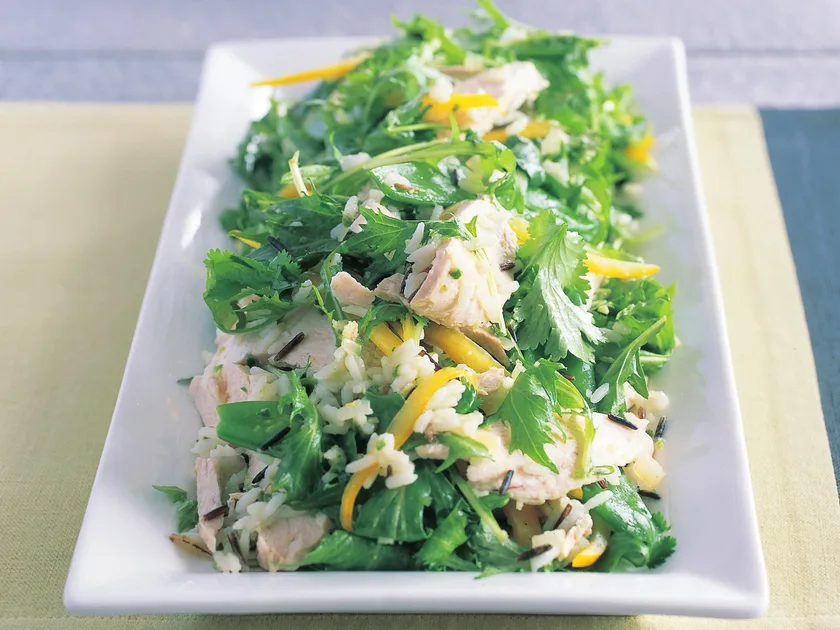 Chicken and rice salad with nam jim dressing