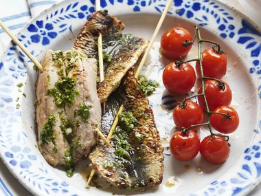 grilled sardine and cherry tomato salad