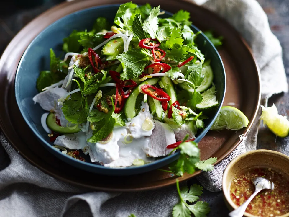 THAI COCONUT-POACHED CHICKEN & HERB SALAD