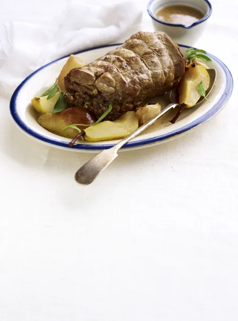 Pork neck with cider and pear | Women's Weekly Food