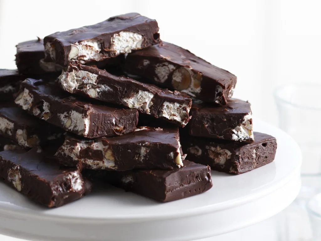 DARK CHOCOLATE AND NOUGAT FUDGE BARS