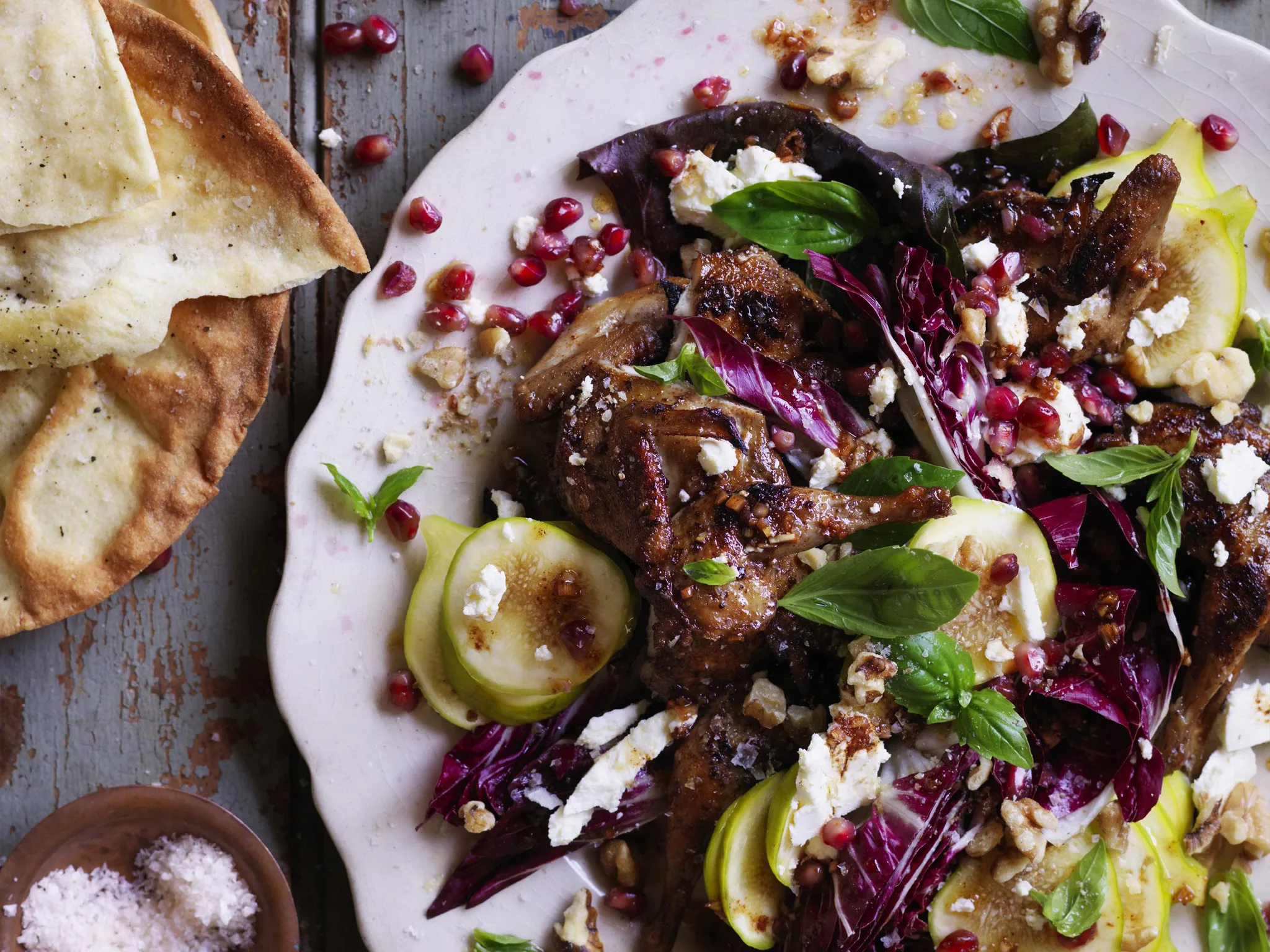 Persian quail, fig & pomegranate salad-image