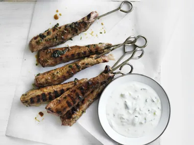 mint and honey lamb skewers with tzatziki