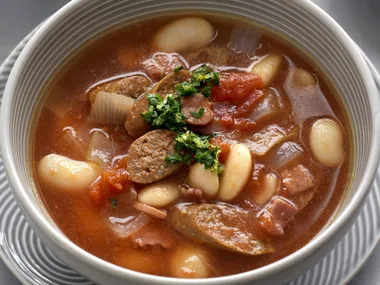 bean and merguez with gremolata