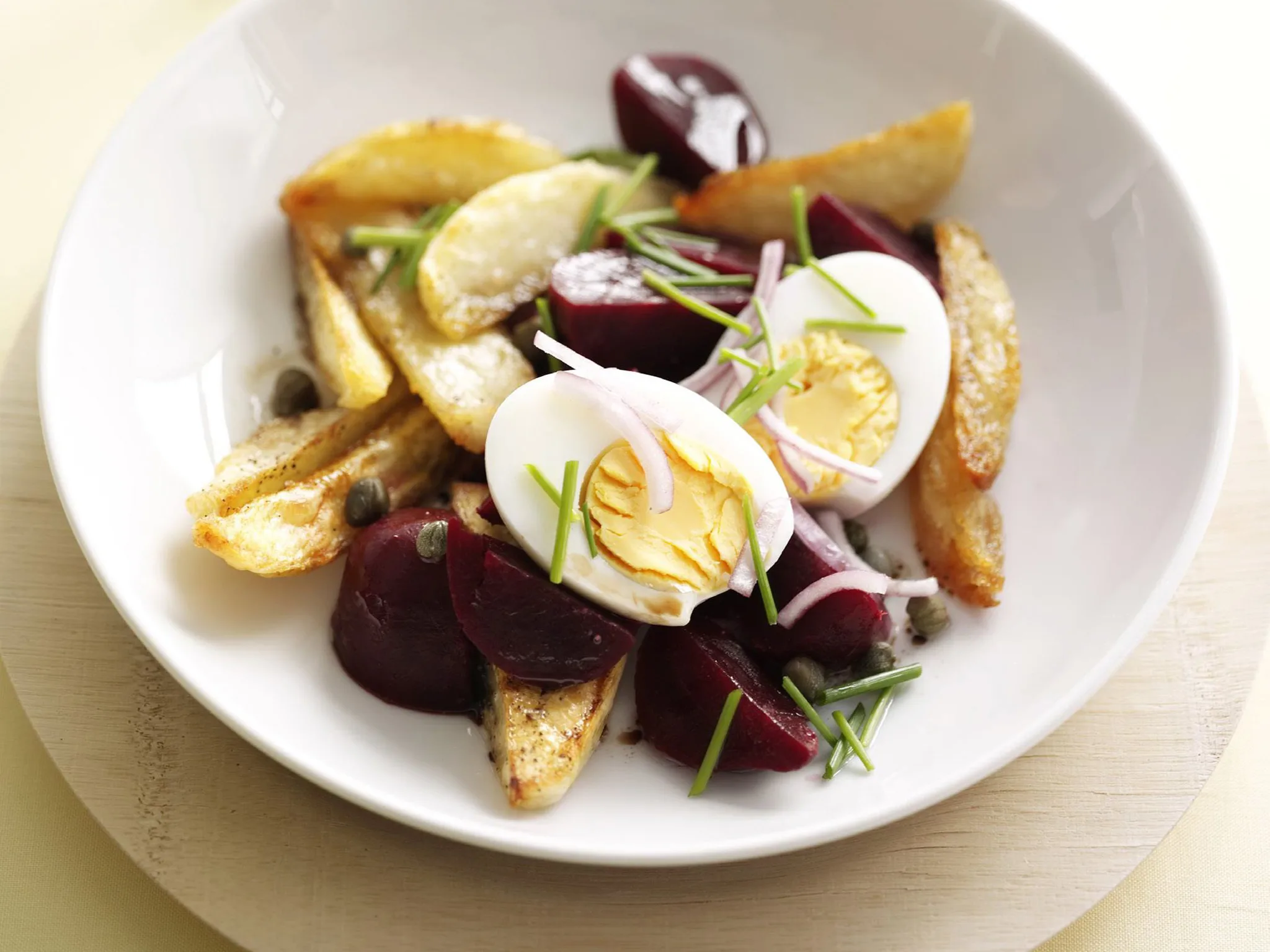 Warm beetroot, egg and potato salad-image