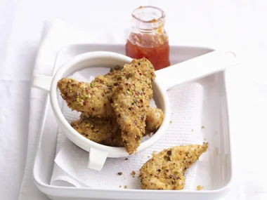 pistachio and chilli crumbed chicken strips
