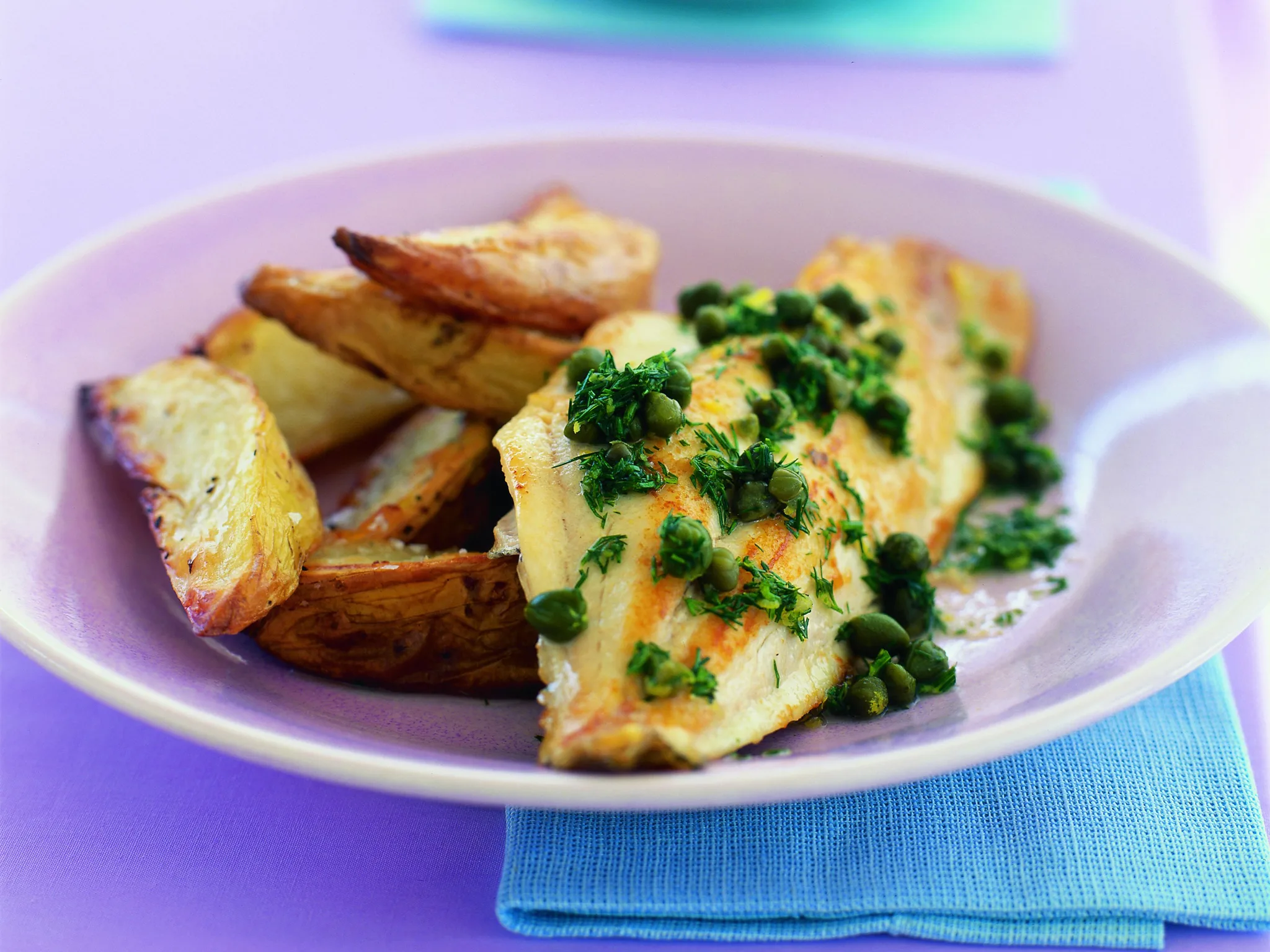 fish and oven-roasted chips