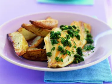 fish and oven-roasted chips
