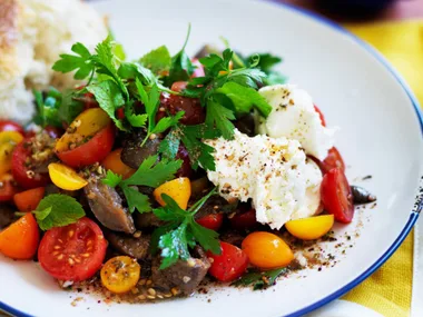 tomato salad with labne and za'atar