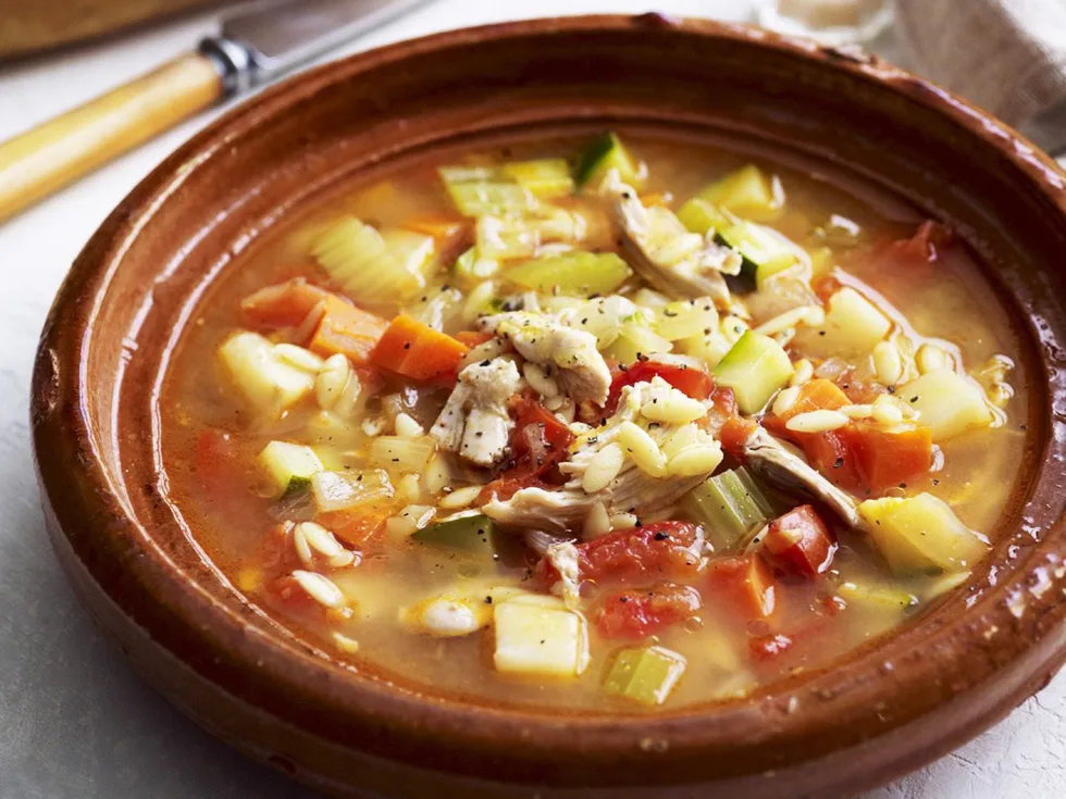 Greek chicken and vegetable soup