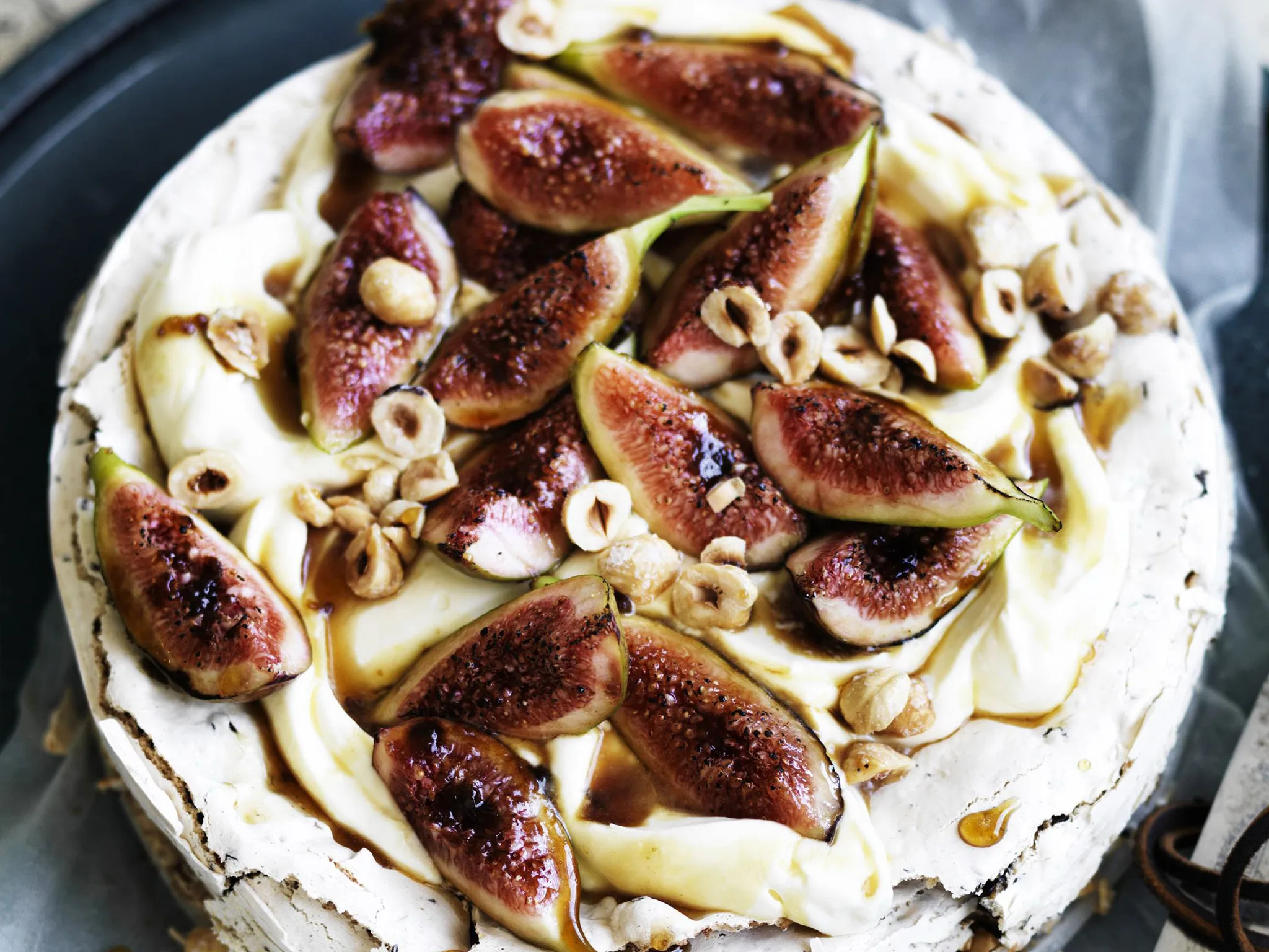 Hazelnut choc chip cake withFRANGELICO CREAM AND FIGS