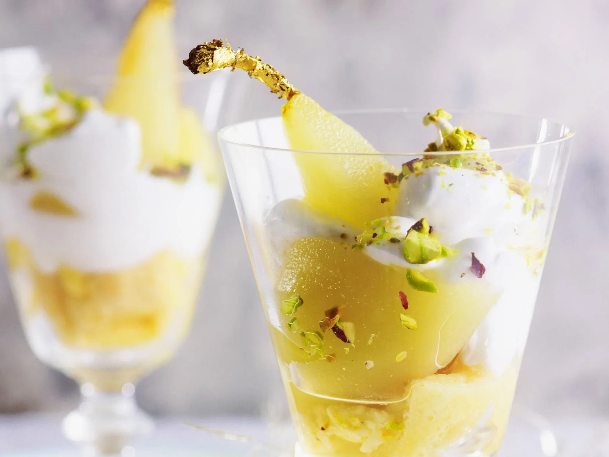 pear and marshmallow trifles