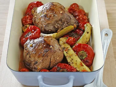 Roasted spiced lamb and vegetables