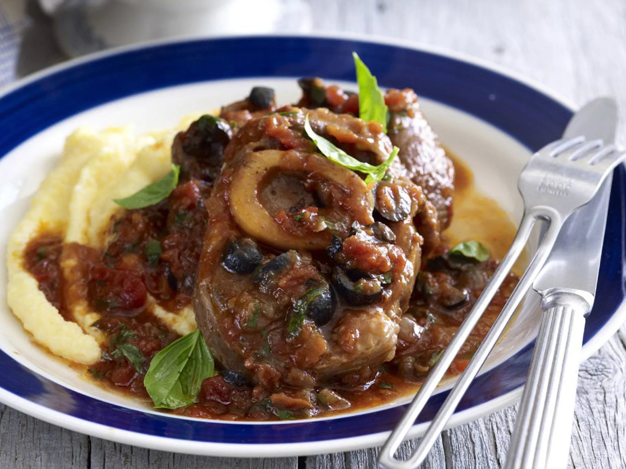 OSSO BUCO WITH OLIVES, BASIL AND ANCHOVIES