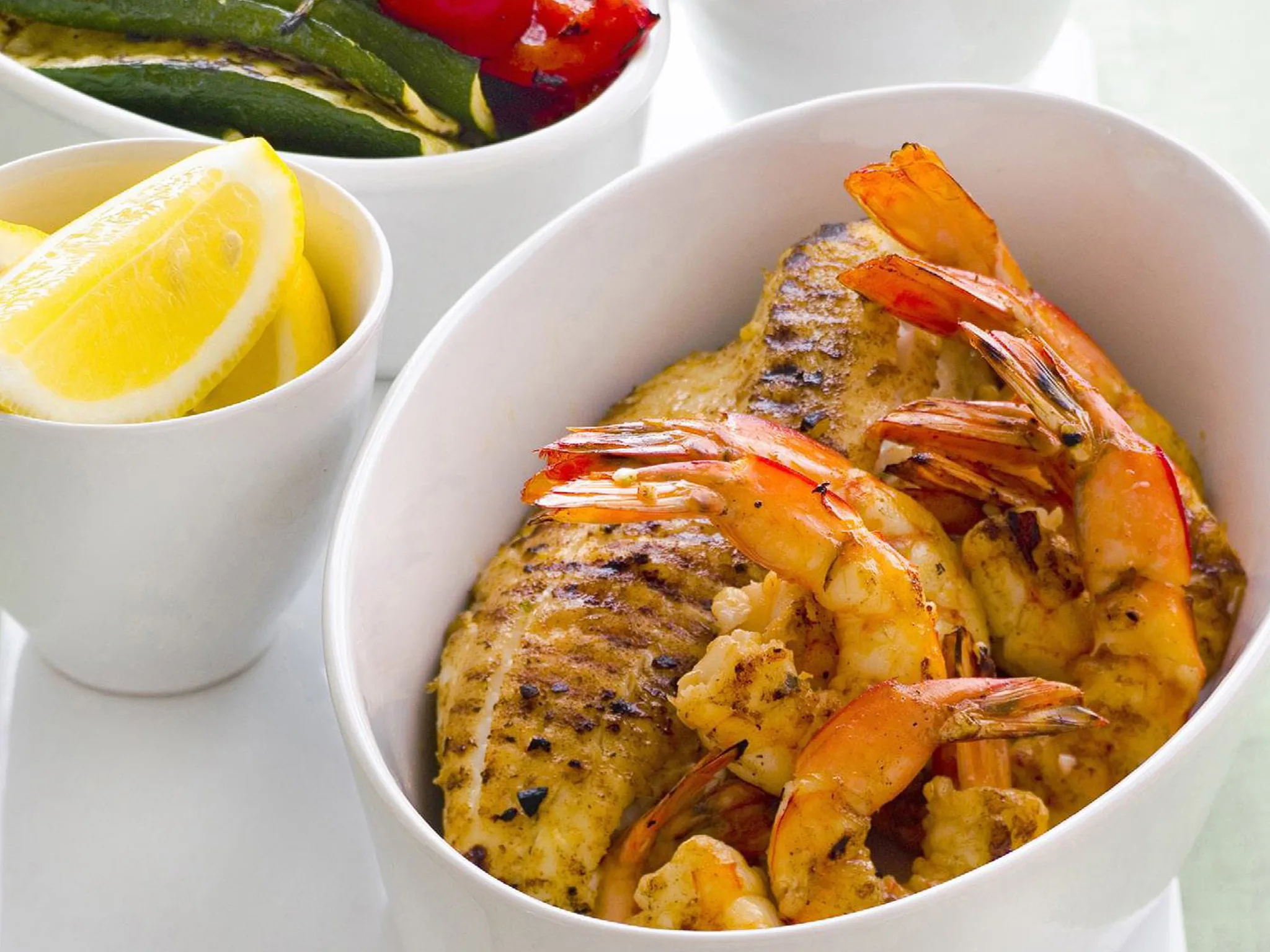 Barbecued seafood with aïoli