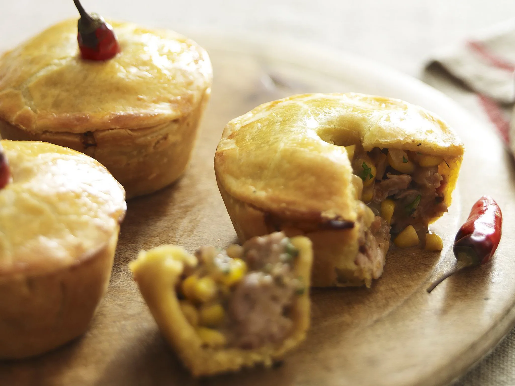 cajun chicken and corn pies