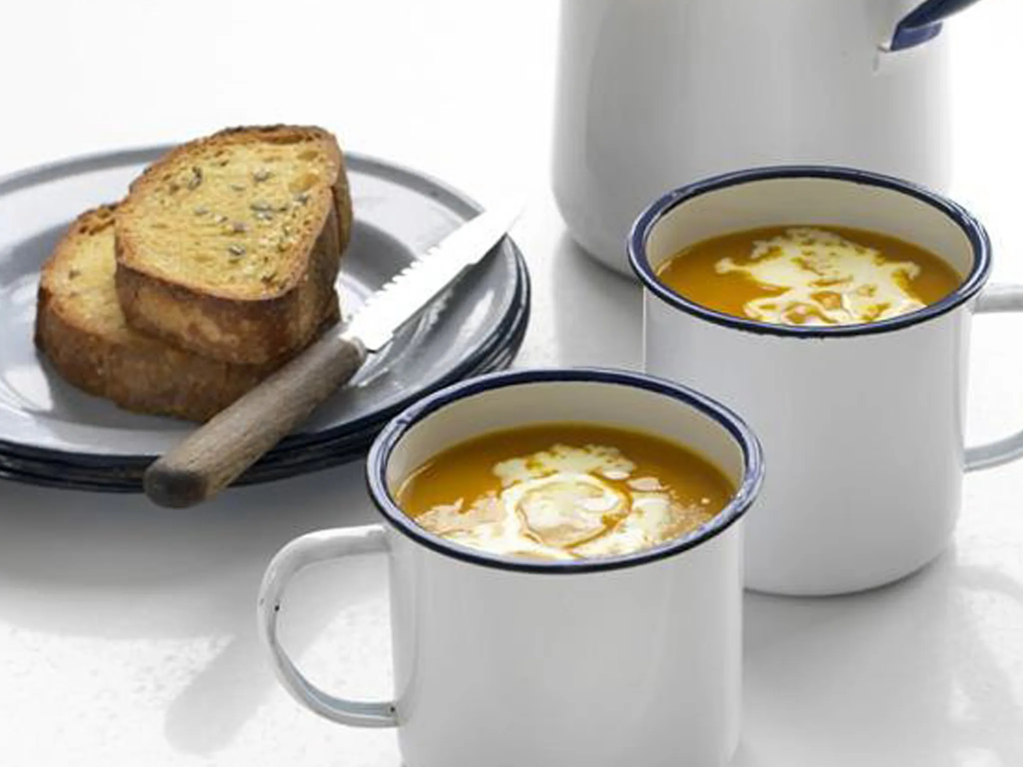 CREAM OF KUMARA SOUP WITH ROSEMARY SOURDOUGH