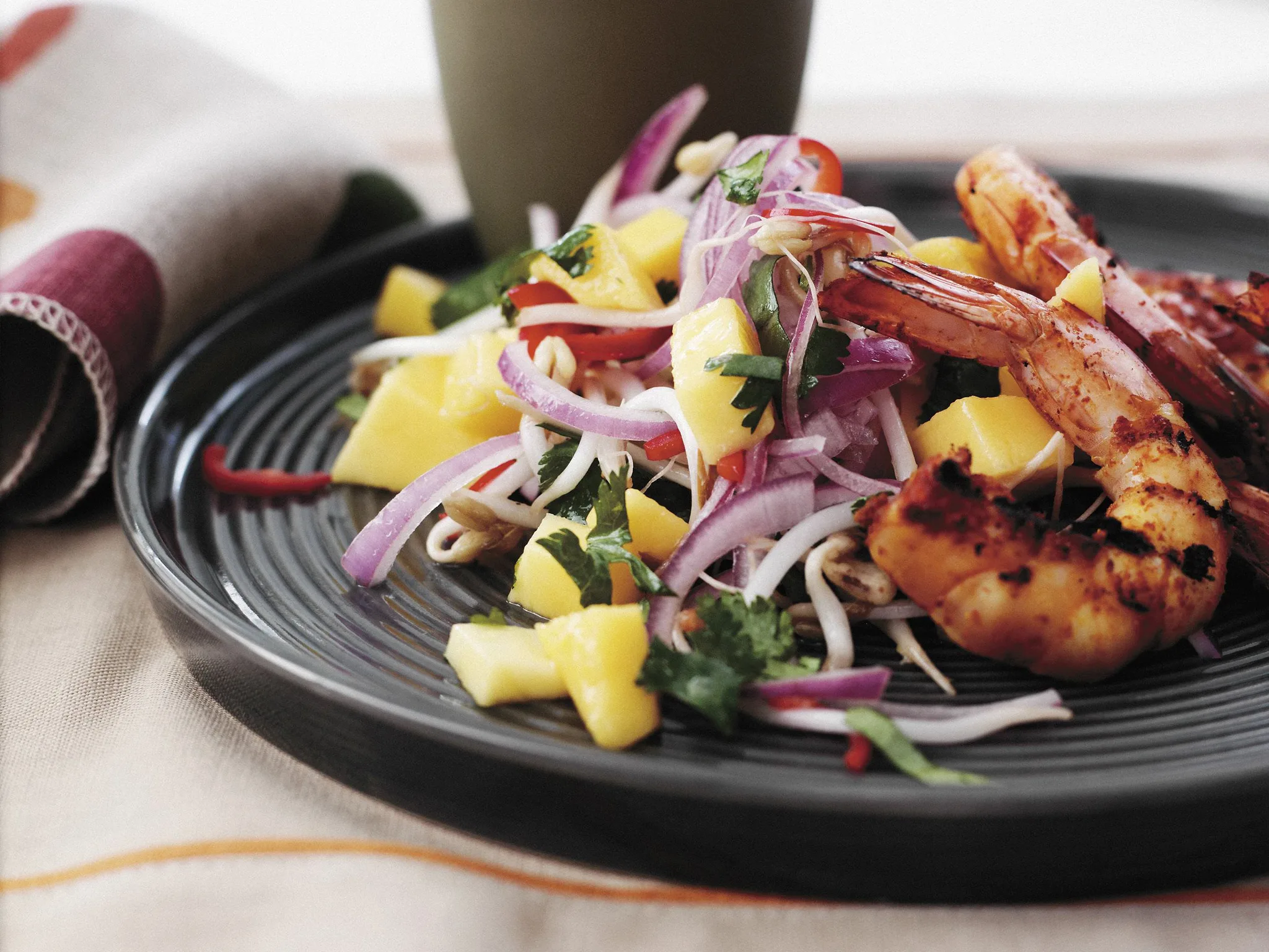 CHILLI PRAWNS WITH MANGO SALAD
