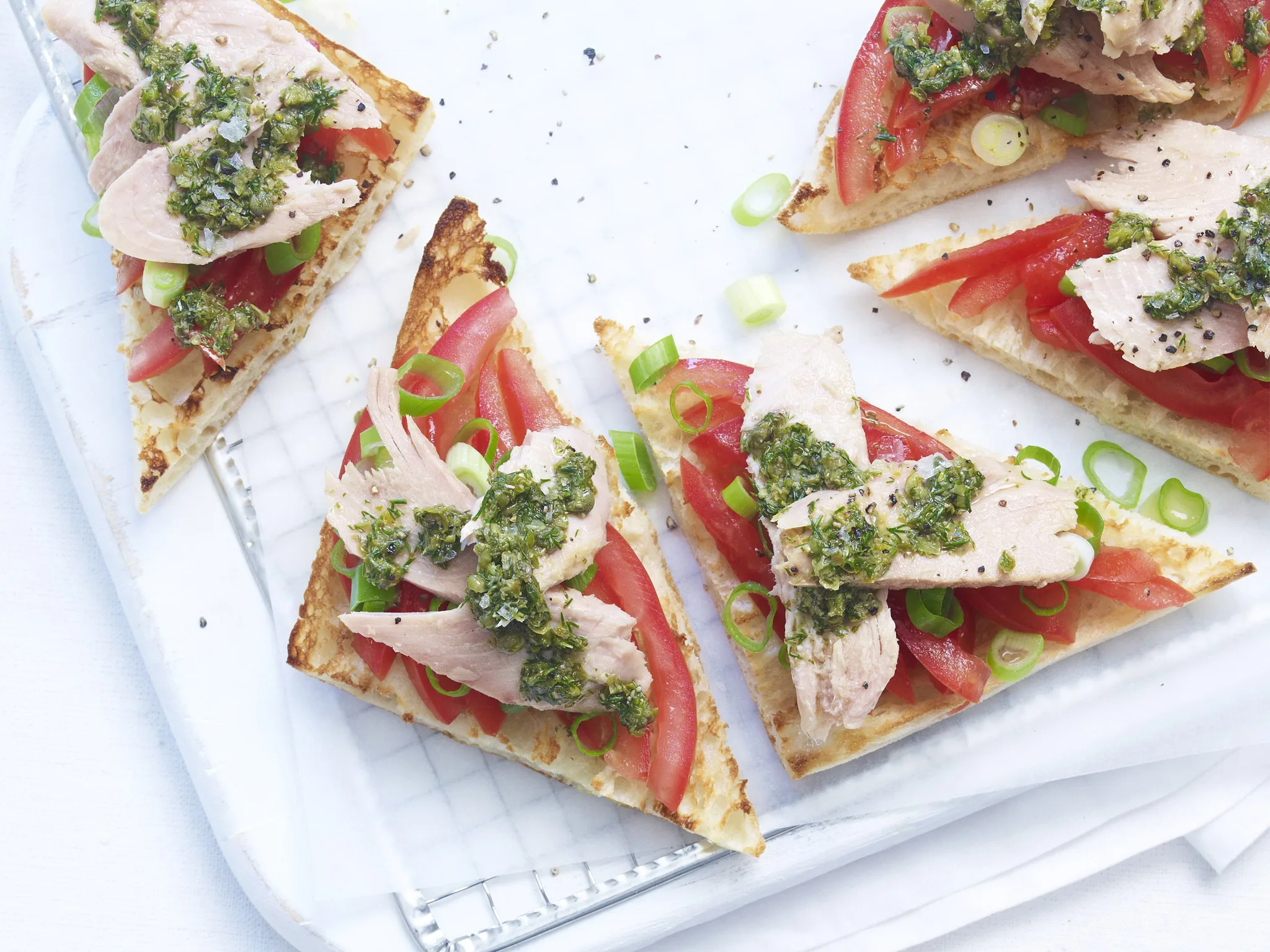 tuna and tomato toasts